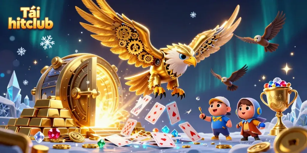 Capture the excitement and adventure of gaming with the vibrant scene showcasing Tải hitclub and dazzling treasures.