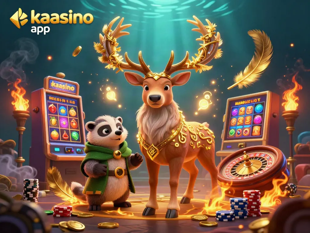 Get ready for thrilling gameplay with the kaasino app's vibrant 3D illustration showcasing dynamic casino elements.