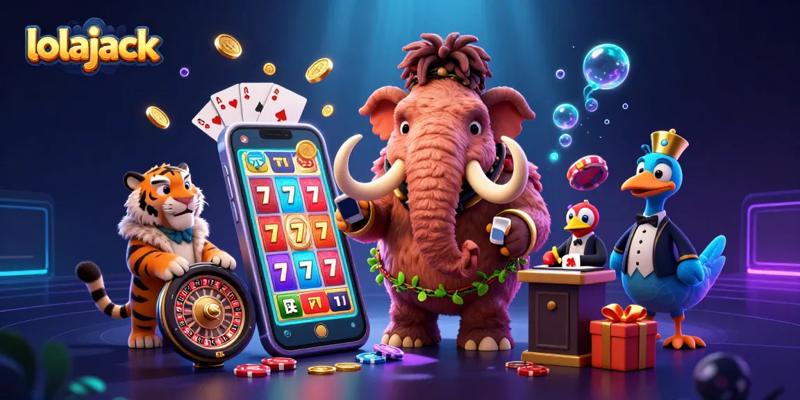 Experience thrilling gaming action with the lolajack casino bouncer and VIP guest in a dynamic 3D illustration.